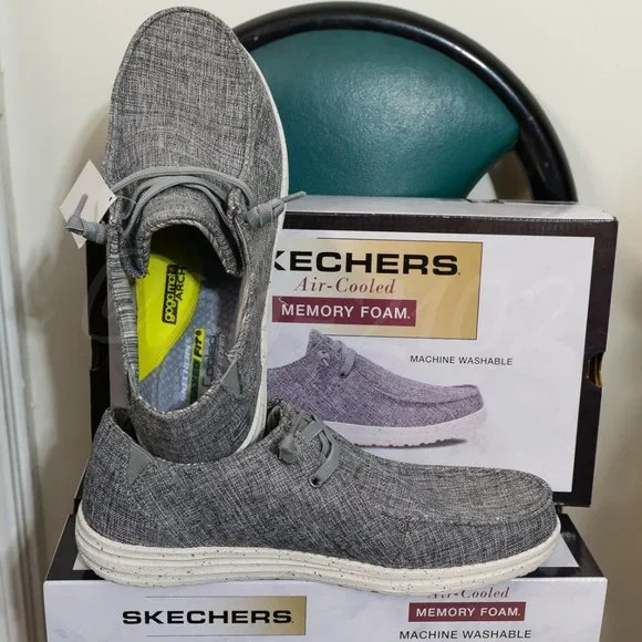 Skechers men slip-on Canvas shoes gray - Picture 7 of 10
